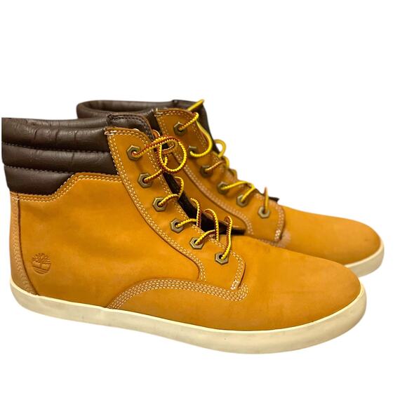 Sz 11 Women's Timberland Dausette Wheat Brown Nubuck High Top Sneaker Shoes, EUC - Picture 2 of 13